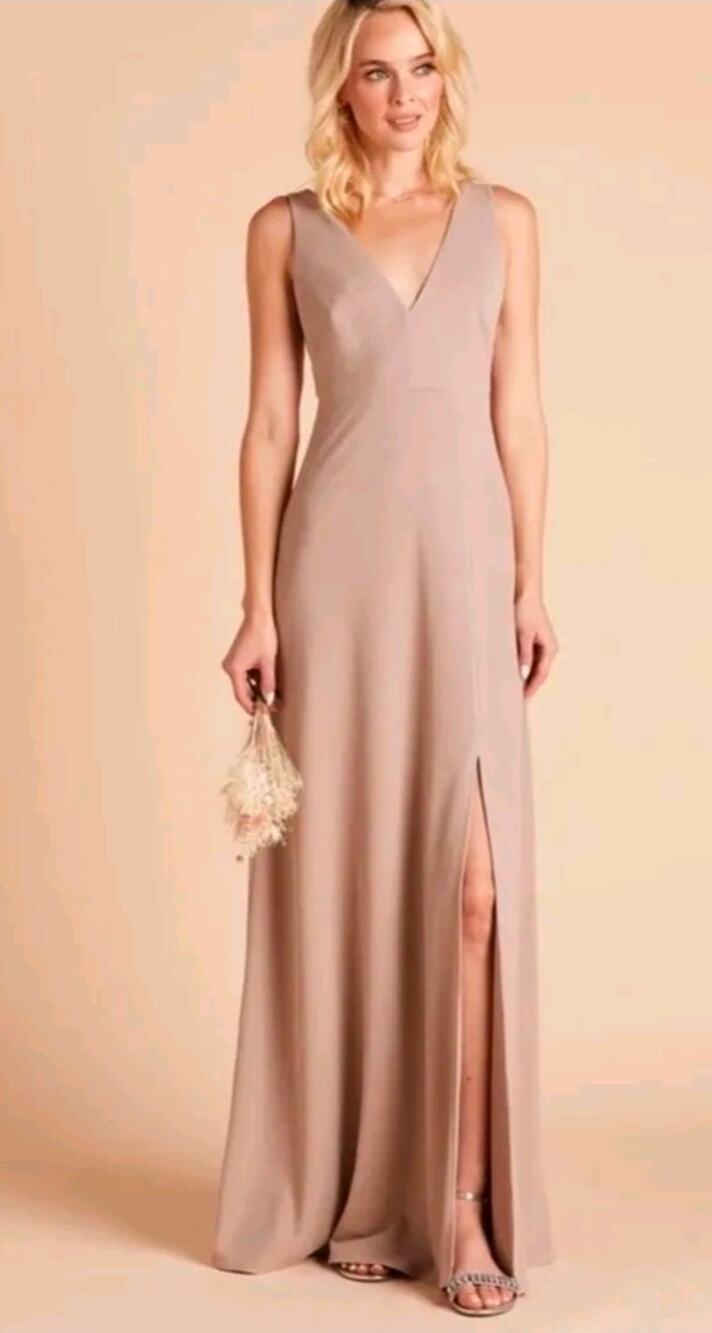 Birdy Grey Shamin Crepe Taupe Bridesmaid Dress